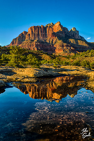 Zion - Rockville Bench Sunset Reflection I
