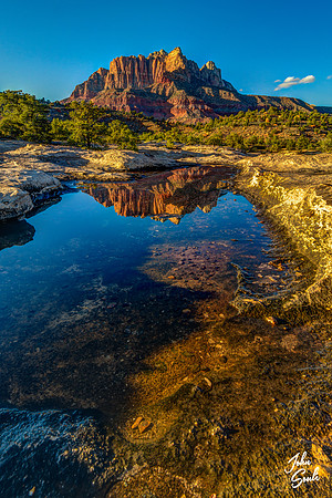 Zion - Rockville Bench Sunset Reflection II